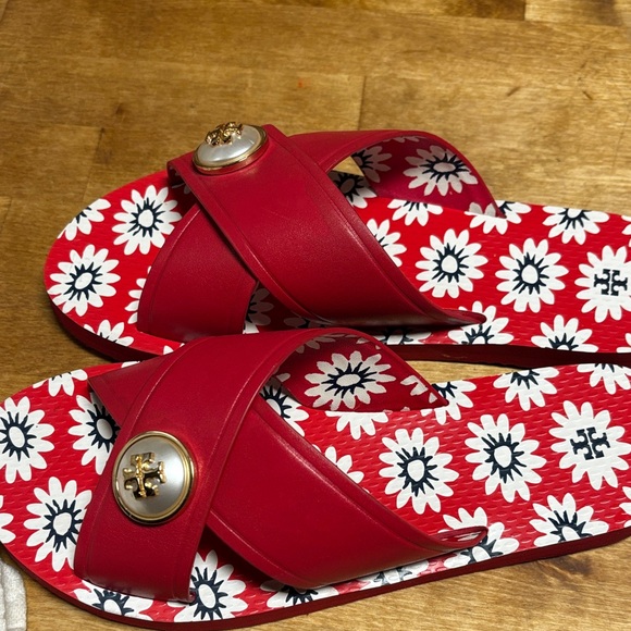 Tory Burch Red Daisy Women's Sandals size 7.5 - Picture 5 of 9